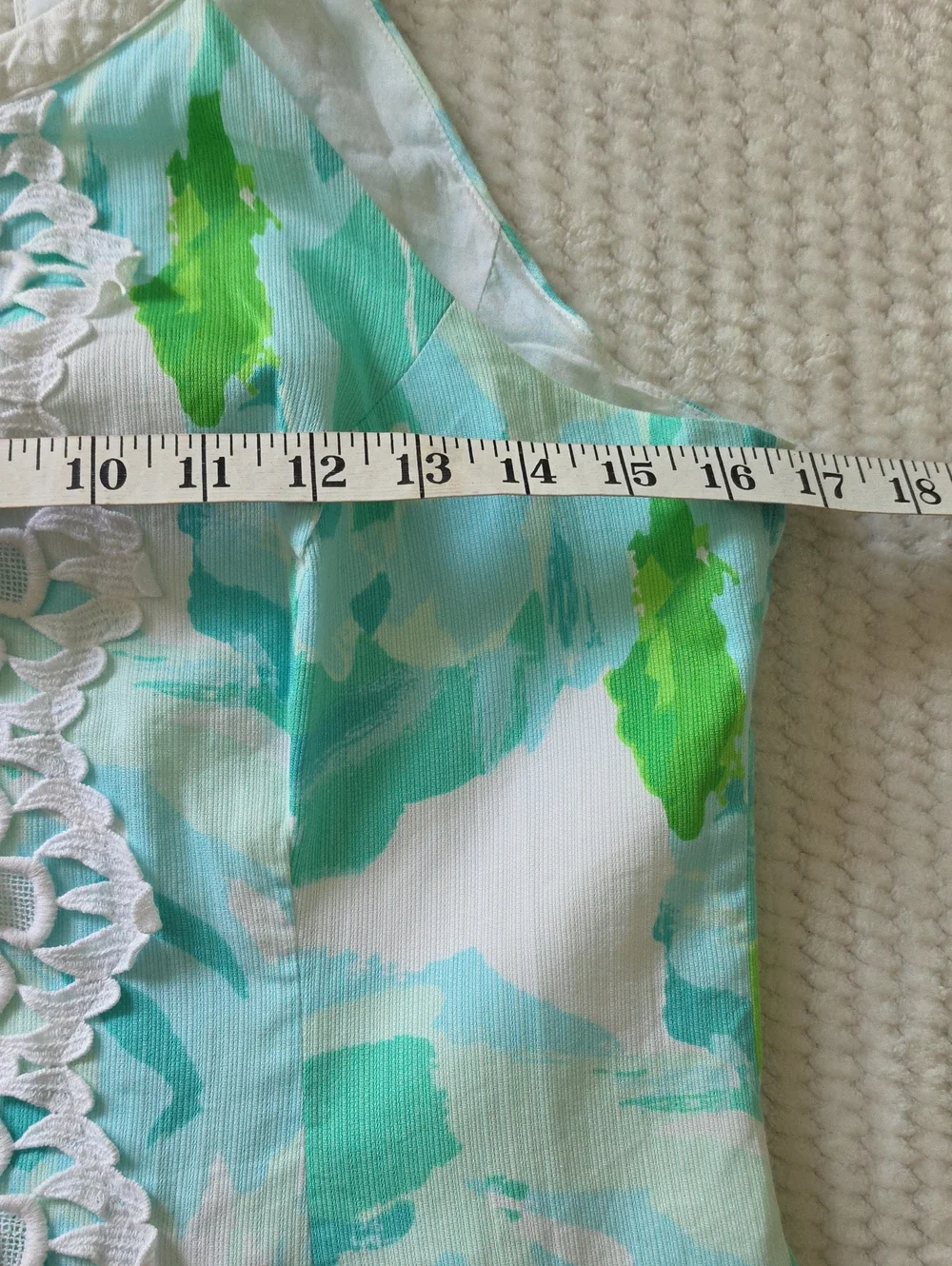 Lilly Pulitzer Aqua &  Green Floral Lace-Trim Halter Dress
